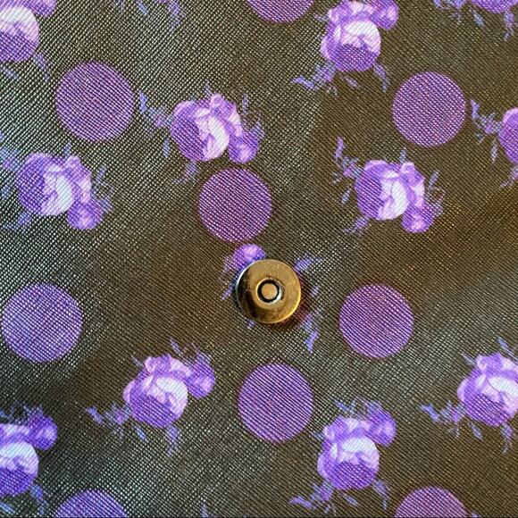 ASOS purple polka dot/floral envelope clutch purse retro style - Picture 5 of 9